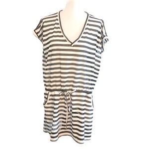 Calvin Klein Swim Cover Up Black & White Striped Dress Size Large